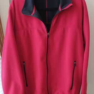 Lands' End Mens Zippered Fleece Jacket, True Red Size L
